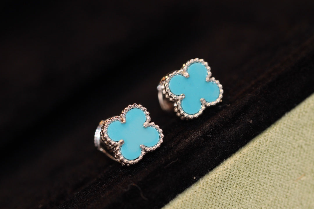 [BLAUE TRÄNEN]CLOVER MINI TÜRKIS SILBER OHRSTECKER