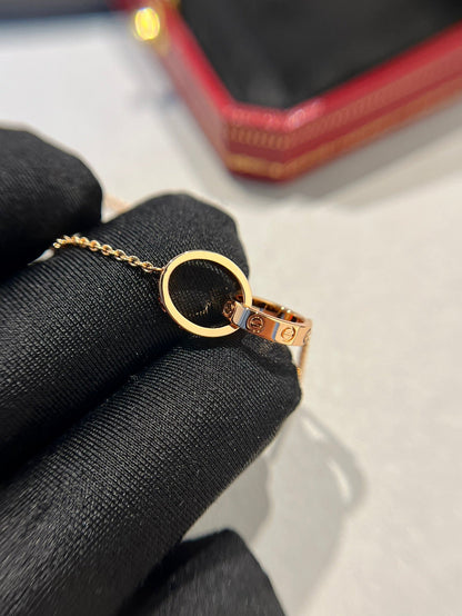 [BLUE TEARS]LOVE NECKLACE DOUBLE RING PINK GOLD