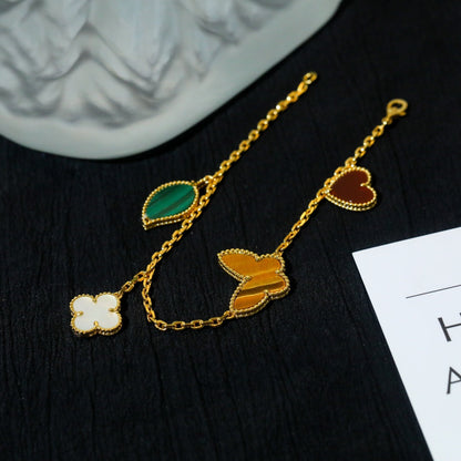 [BLUE TEARS]LUCKY SPRING 5 MOTIF GOLD BRACELET