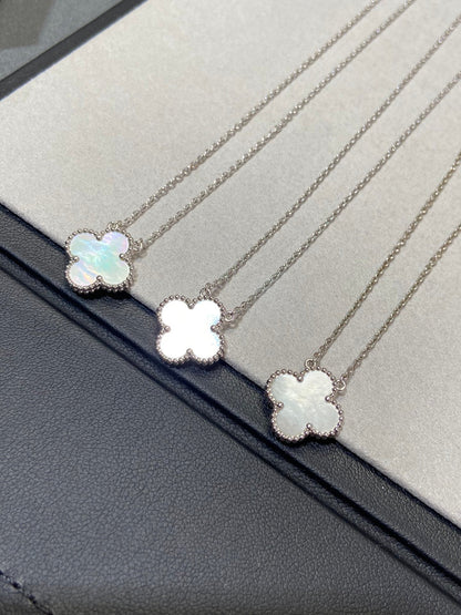 [BLUE TEARS]CLOVER MEDIUM SILVER WHITE MOP NECKLACE