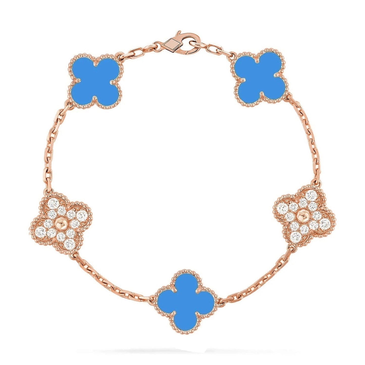 [BLUE TEARS] CLOVER 5 MOTIF BLUE AGATE BRACELET COLLECTION
