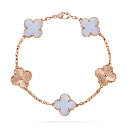 [BLUE TEARS] CLOVER 5 MOTIF PURPLE CHALCEDONY BRACELET COLLECTION