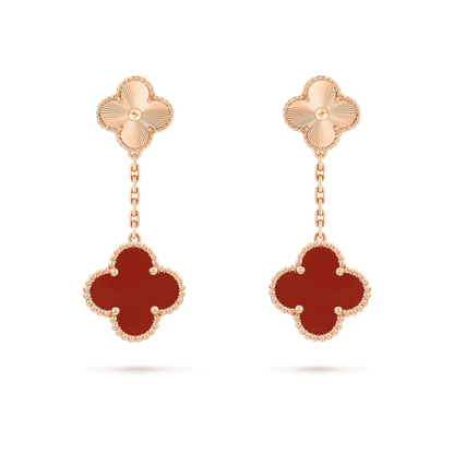 [BLUE TEARS]CLOVER 2 MOTIF  LASER CARNELIAN EARRINGS