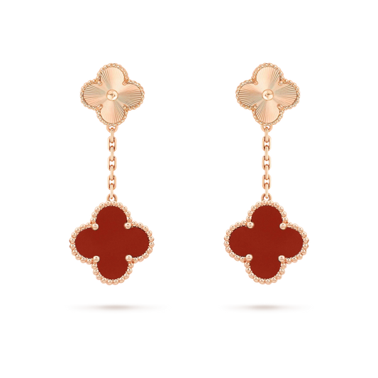 [BLUE TEARS]CLOVER 2 MOTIF  LASER CARNELIAN EARRINGS