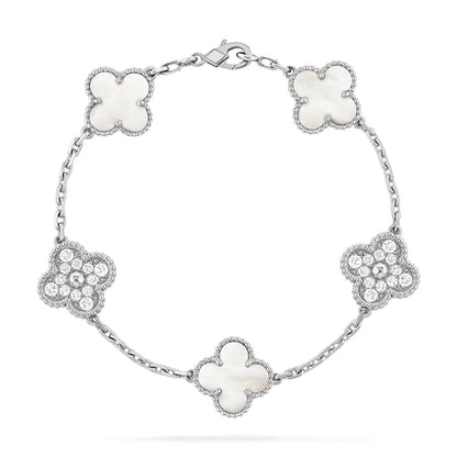[BLUE TEARS]CLOVER WHITE PEARL MOP 5 MOTIF BRACELET COLLECTION