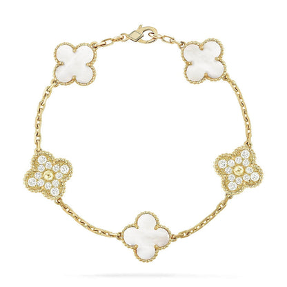 [BLUE TEARS]CLOVER WHITE PEARL MOP 5 MOTIF BRACELET COLLECTION