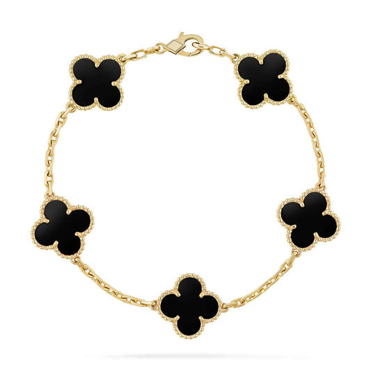 [BLUE TEARS]CLOVER  5 MOTIFS BLACK ONYX BRACELET