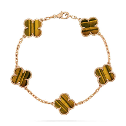 [BLUE TEARS]CLOVER  5 MOTIFS TIGER EYE BRACELET