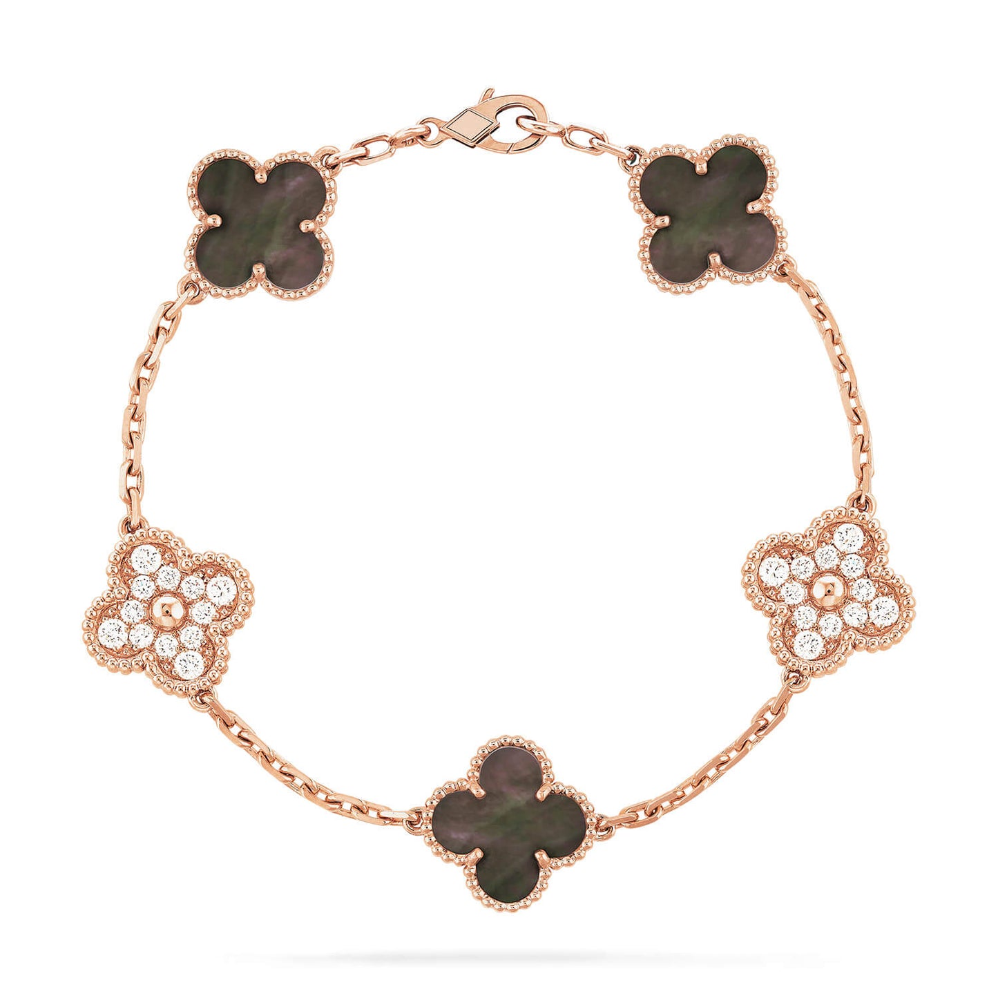 [BLAUE TRÄNEN]CLOVER 5 MOTIV GRAUES MOP DIAMANTARMBAND