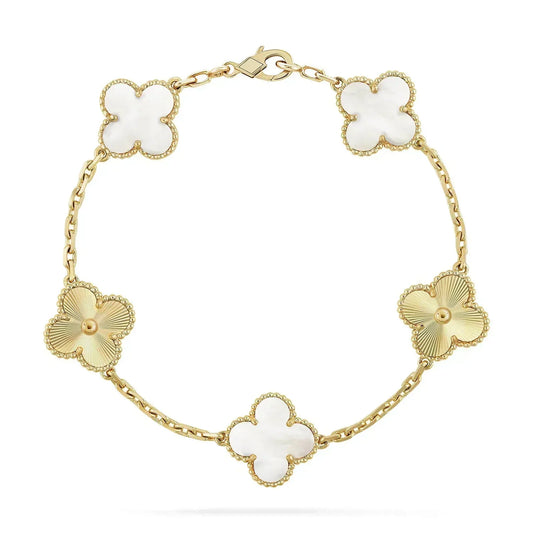 [BLUE TEARS]CLOVER BRACELET 5 MOTIF WHITE MOP PINK GOLD
