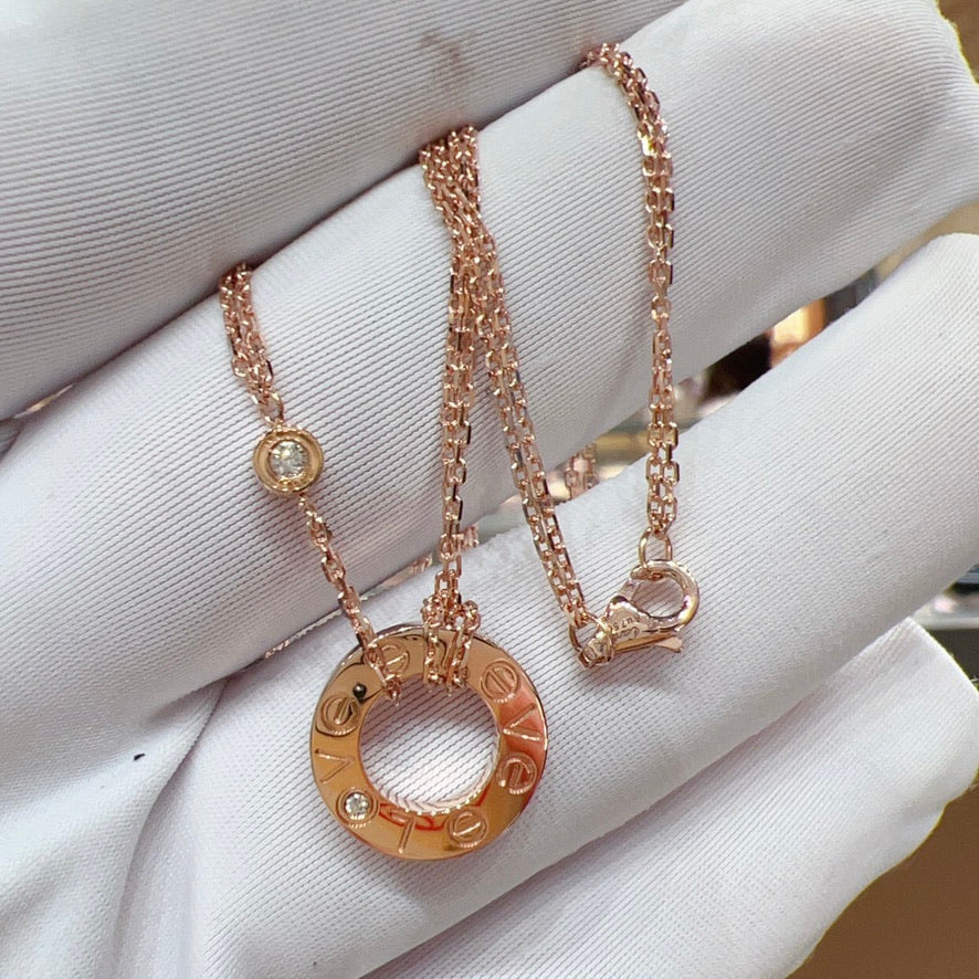 [BLUE TEARS]LOVE NECKLACE 16MM 2 DIAMONDS