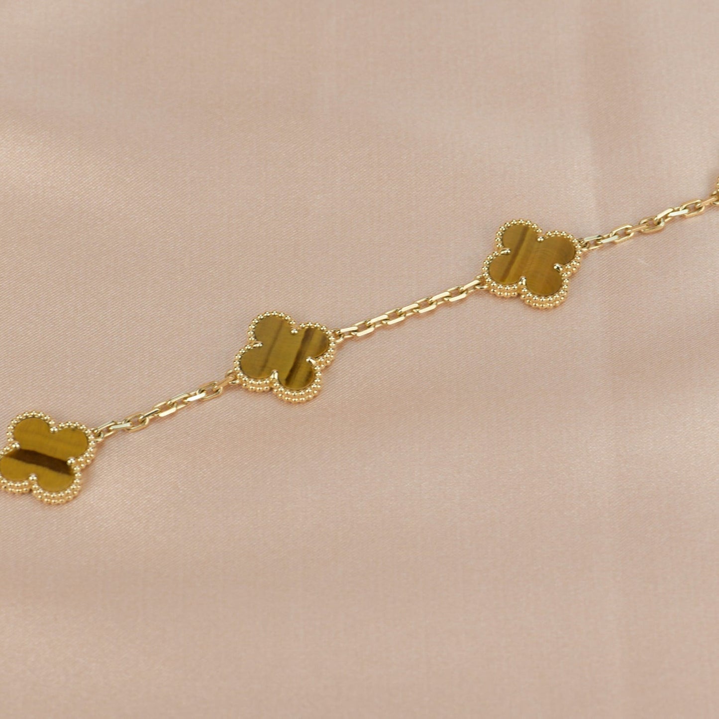 [BLUE TEARS]CLOVER  5 MOTIFS TIGER EYE BRACELET