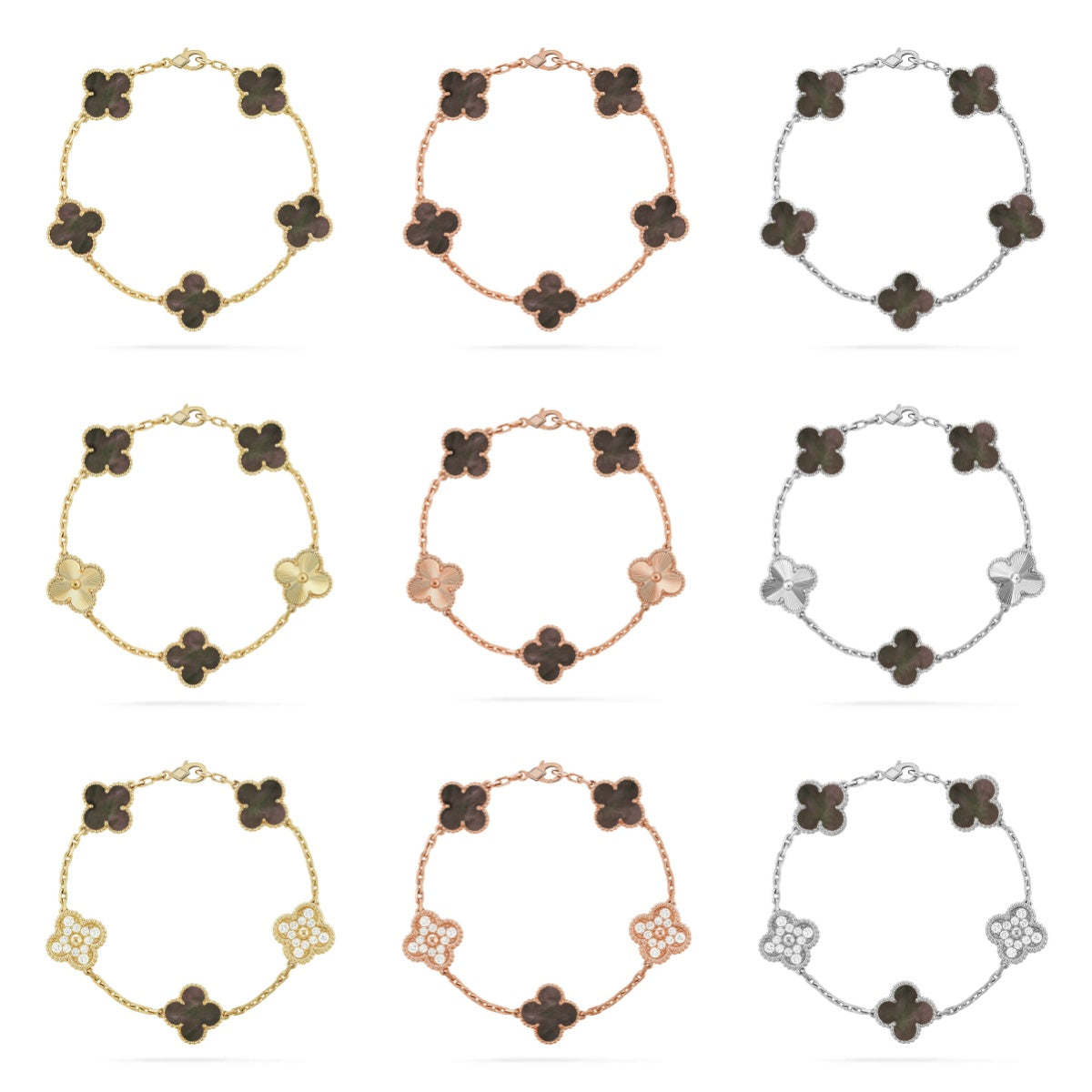 [BLUE TEARS] CLOVER 5 MOTIF GRAY MOP BRACELET COLLECTION