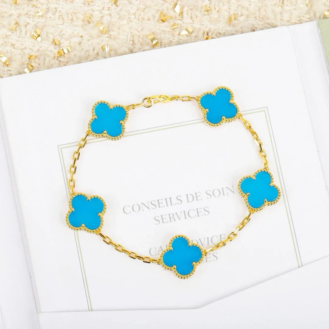 [BLUE TEARS] CLOVER 5 MOTIF TURQUOISE BRACELET COLLECTION