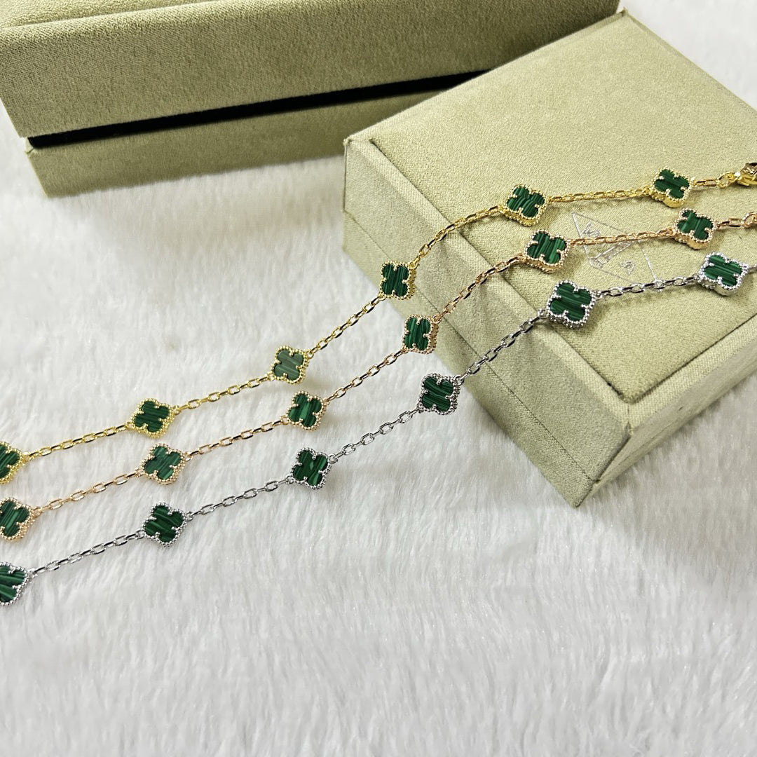 [BLUE TEARS]CLOVER 6 MOTIF MALACHITE BRACELET
