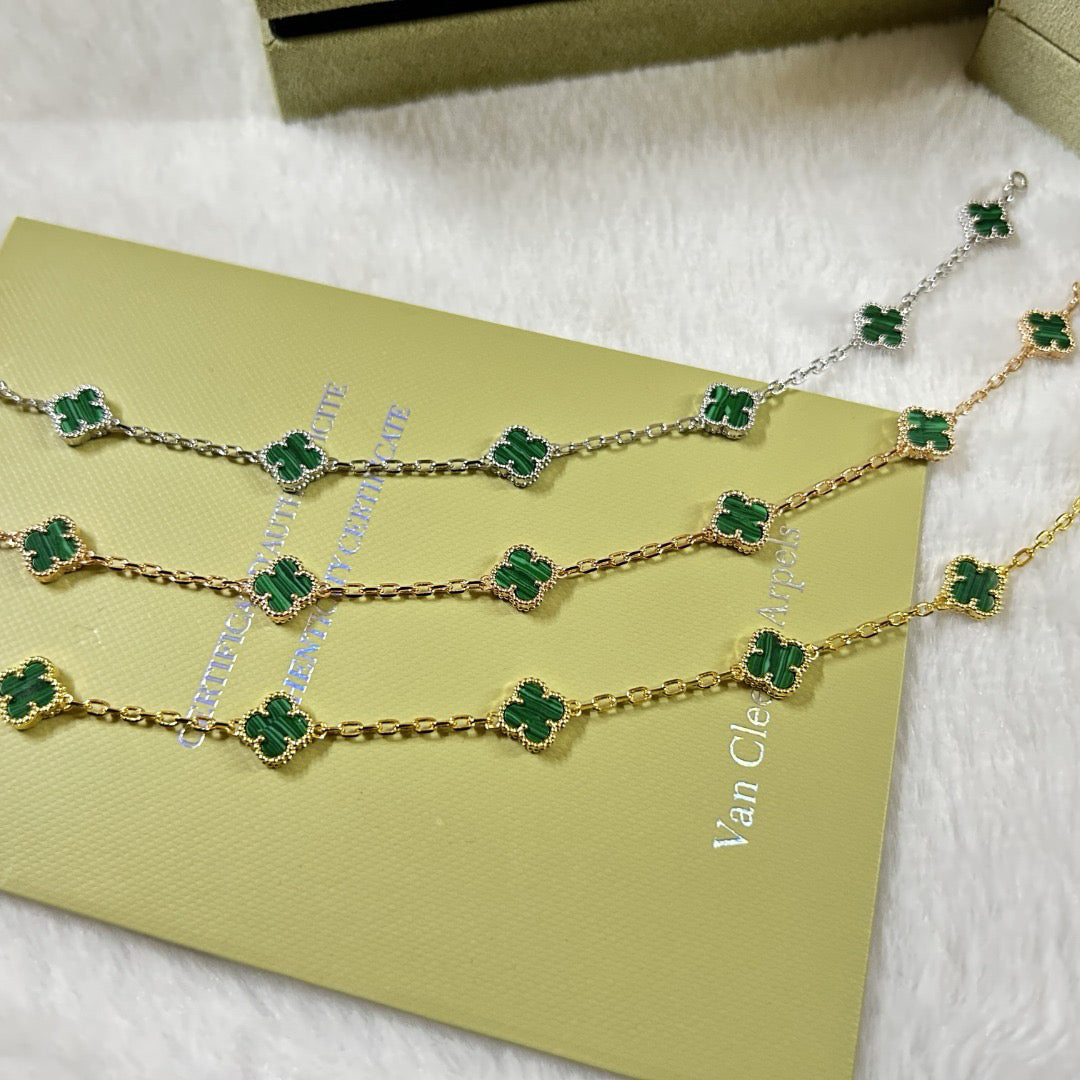 [BLUE TEARS]CLOVER 6 MOTIF MALACHITE BRACELET