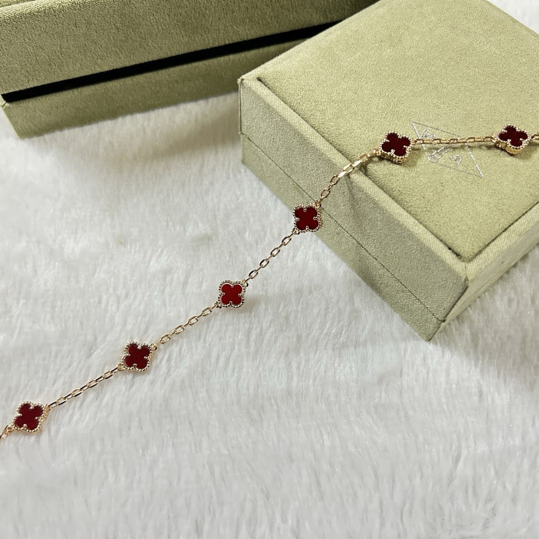 [BLUE TEARS]CLOVER 6 MOTIF RED AGATE BRACELET