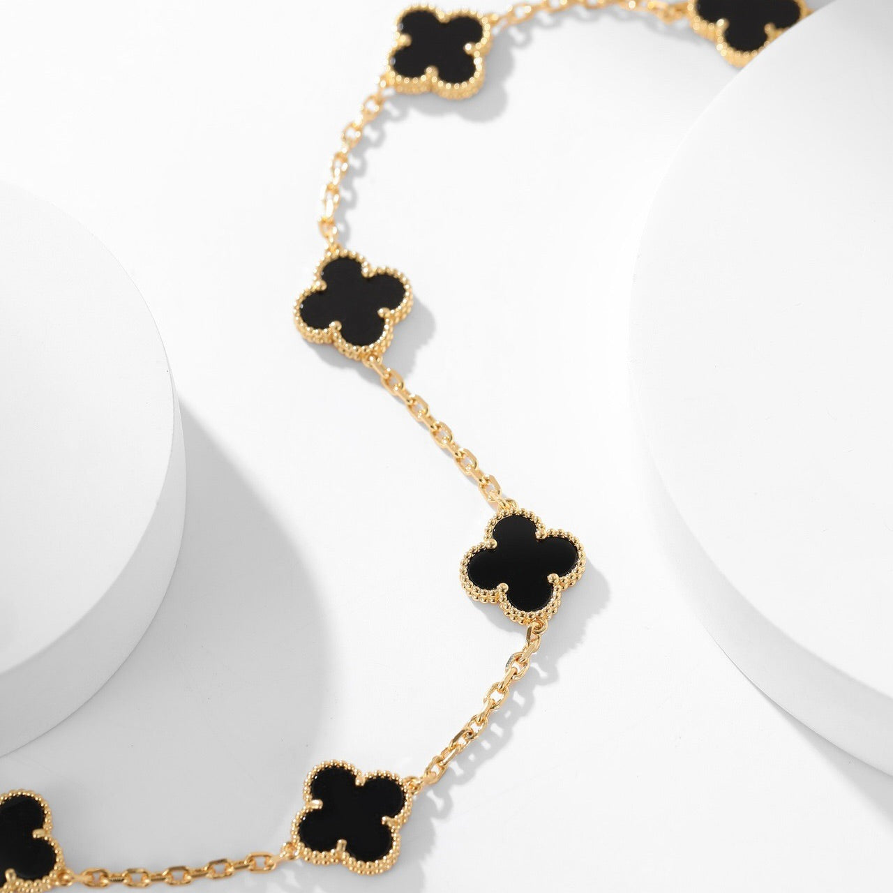 [BLUE TEARS]CLOVER 10 MOTIFS ONYX NECKLACE