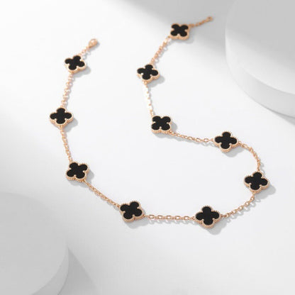 [BLUE TEARS]CLOVER 10 MOTIFS ONYX NECKLACE