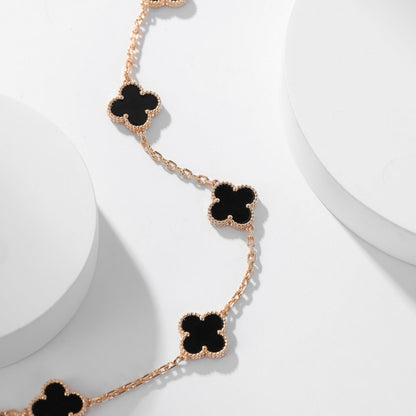 [BLUE TEARS]CLOVER 10 MOTIFS ONYX NECKLACE