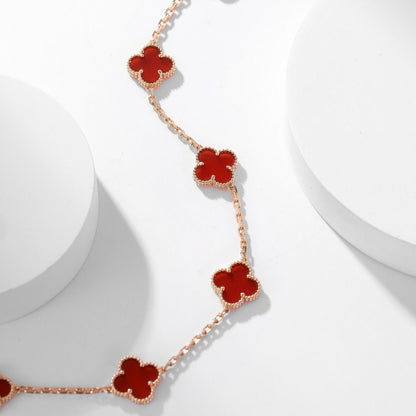 [BLUE TEARS]CLOVER 10 MOTIFS CARNELIAN NECKLACE