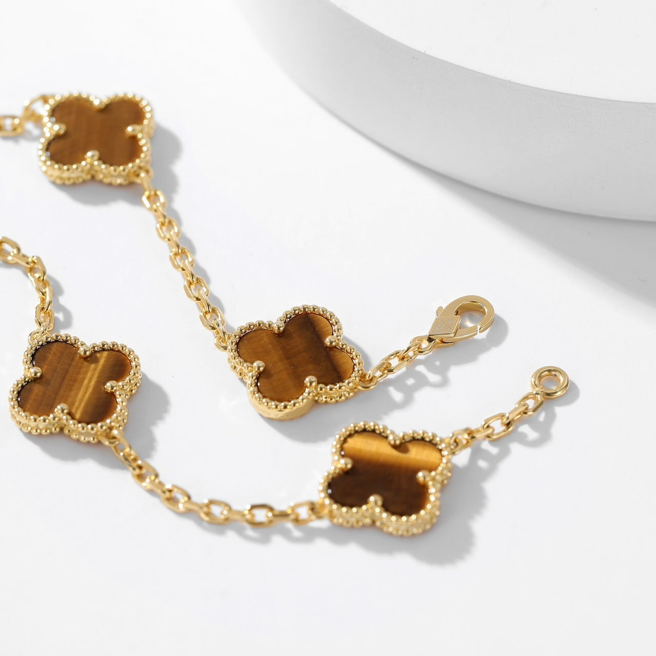 [BLUE TEARS]CLOVER 10 MOTIFS TIGER EYE NECKLACE