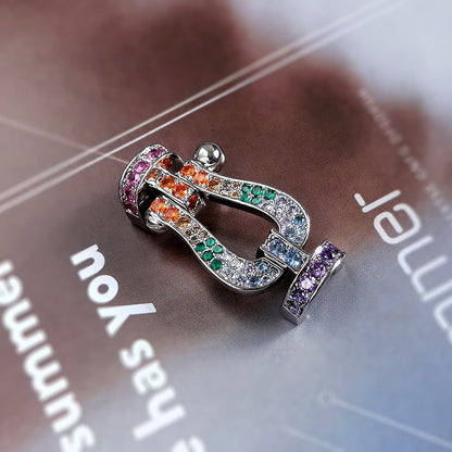 [BLUE TEARS]FORC LARGE HORSESHOE  COLORED DIAMOND BRACELET SILVER