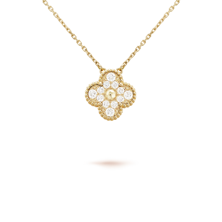 [BLUE TEARS]CLOVER 15MM DIAMOND SINGLE FLOWER NECKLACE