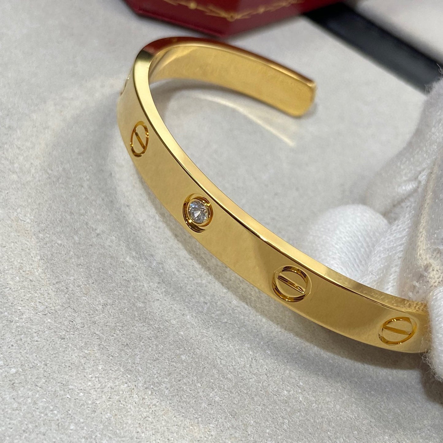 [BLUE TEARS]LOVE BRACELET 6.1MM 1 DIAMOND OPEN CUFF