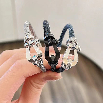 [BLUE TEARS]FORCE LARGE HORSESHOE FULL DIAMOND BRACELET SILVER