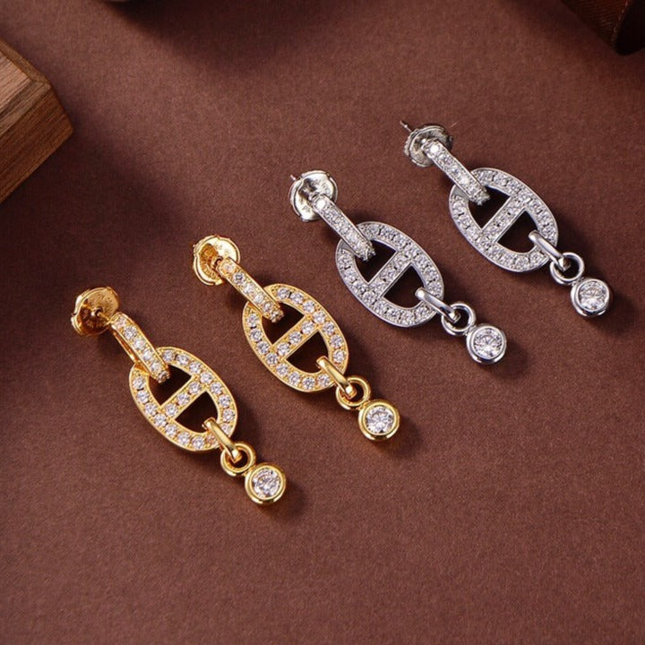 [BLUE TEARS]HM CHAINE DIAMOND EARRINGS