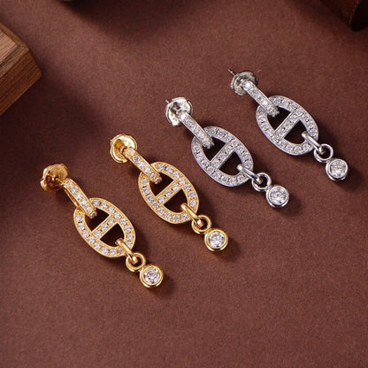 [BLUE TEARS]HM CHAINE DIAMOND EARRINGS
