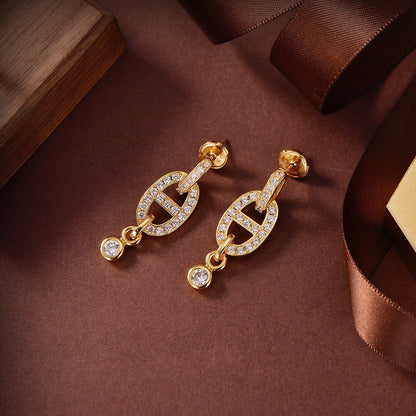 [BLUE TEARS]HM CHAINE DIAMOND EARRINGS
