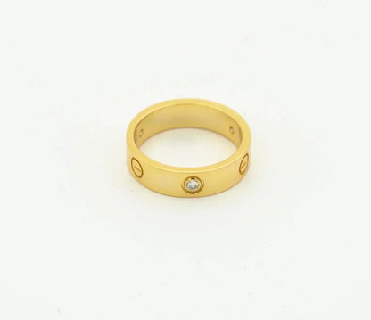 [BLAUE TRÄNEN]LIEBESRING 4MM 1 DIAMANT GOLD