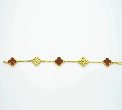 [BLUE TEARS] CLOVER 5 MOTIF RED CORNELIAN BRACELET COLLECTION