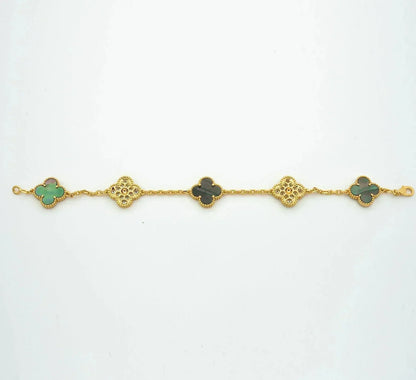 [BLUE TEARS]CLOVER 5 MOTIF GRAY MOP DIAMOND BRACELET