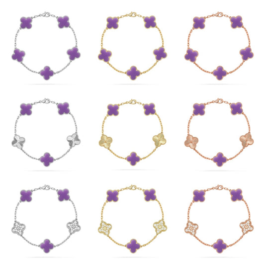 [BLUE TEARS]CLOVER 5 MOTIF LIGHT PURPLE BRACELET COLLECTION