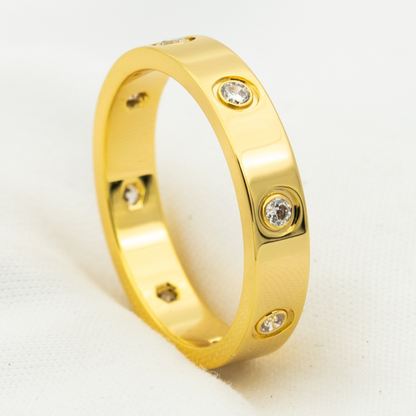 [BLAUE TRÄNEN] LIEBESRING 3,6 MM 8 DIAMANTEN