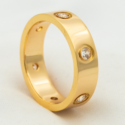[BLAUE TRÄNEN] LIEBESRING 5,5 MM 6 DIAMANTEN ROTGOLD