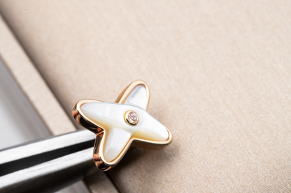 [BLUE TEARS]JEUX DE WHITE MOP ROSE GOLD DIAMOND EARRINGS