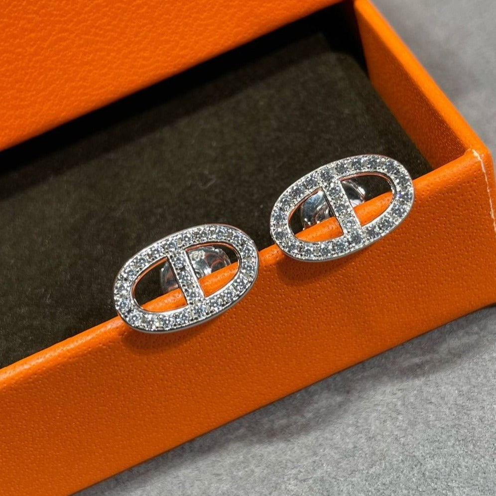 [BLUE TEARS]HM FULL DIAMOND PIG NOSE STUD EARRINGS