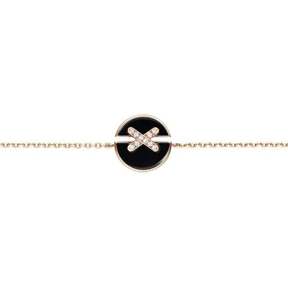 [BLAUE TRÄNEN]JEUX DE ARMBAND ONYX ROSA GOLD DIAMANT