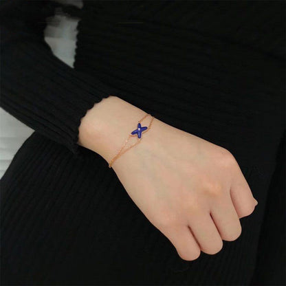 [BLUE TEARS]Hollow Design Four-Leaf Clover Flower Shape Ring