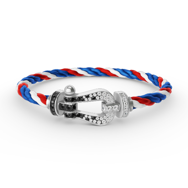 [BLUE TEARS]FORCE LARGE HORSESHOE BLACK WHITE DIAMOND BRACELET SILVER