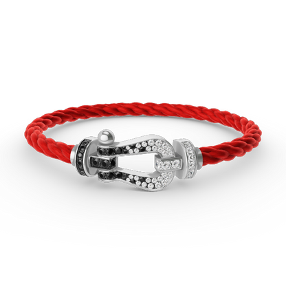 [BLUE TEARS]FORCE LARGE HORSESHOE BLACK WHITE DIAMOND BRACELET SILVER