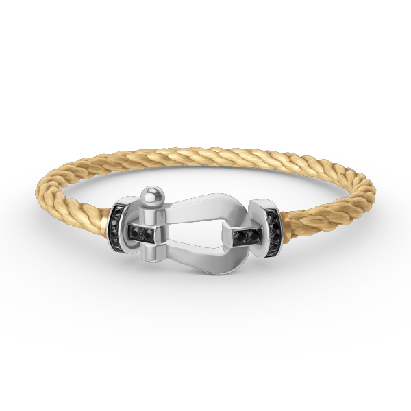 [BLUE TEARS]FORCE LARGE HORSESHOE BLACK DIAMOND BRACELET SILVER