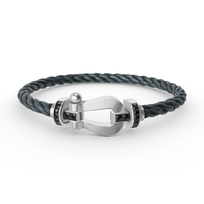 [BLUE TEARS]FORCE LARGE HORSESHOE BLACK DIAMOND BRACELET SILVER