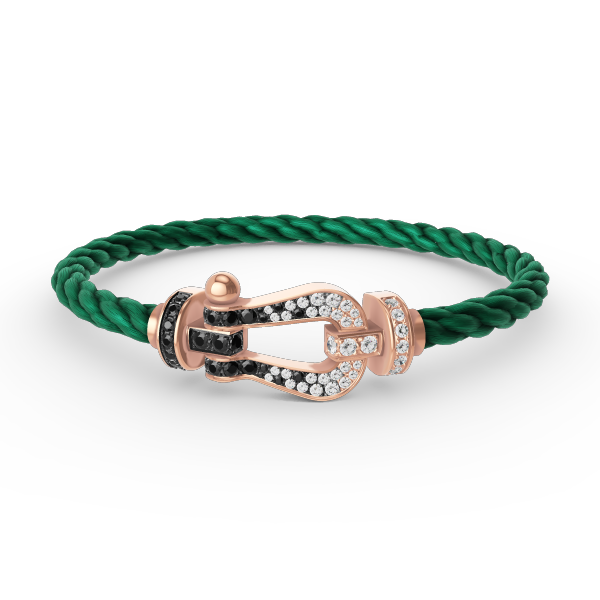 [BLAUE TRÄNEN]FORCE GROSSES HUFEISENARMBAND MIT SCHWARZEN WEISSEN DIAMANTEN UND ROSÉGOLD