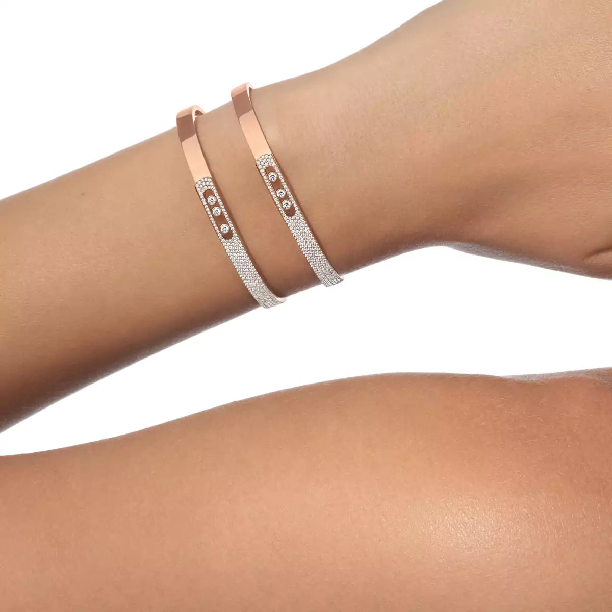 [Blue Tears Jewelry]Move Noa Rose Gold Pav¨¦ Diamond Bangle Bracelet