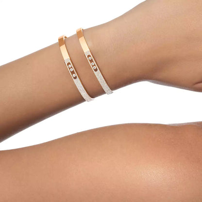 [Blue Tears Jewelry]Move Noa Rose Gold Pav¨¦ Diamond Bangle Bracelet